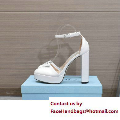 Prada Heel 12.5cm platform 2.5cm Ankle-Strap Pumps Patent White 2023