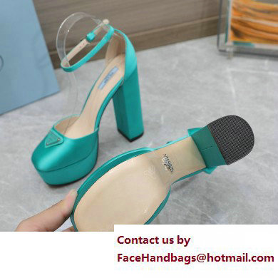 Prada Heel 12.5cm platform 2.5cm Ankle-Strap Pumps Satin Green 2023 Prada Heel 12.5cm platform 2.5cm Ankle-Strap Pumps Satin Green 2023