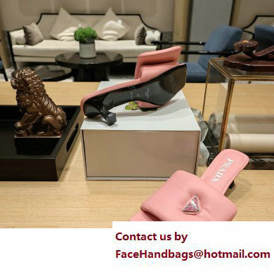 Prada Heel 3.5cm Soft padded nappa leather sandals Pink 2023