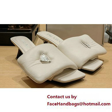 Prada Heel 3.5cm Soft padded nappa leather sandals White 2023