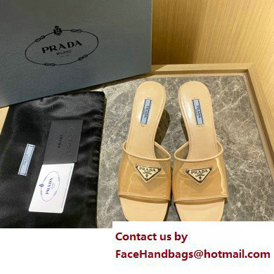 Prada Heel 6.5cm Plexiglas and patent leather sandals apricot 2022