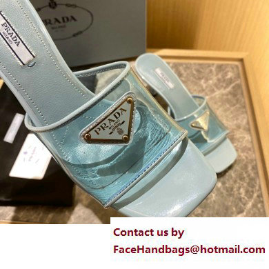 Prada Heel 6.5cm Plexiglas and patent leather sandals blue 2022 - Click Image to Close