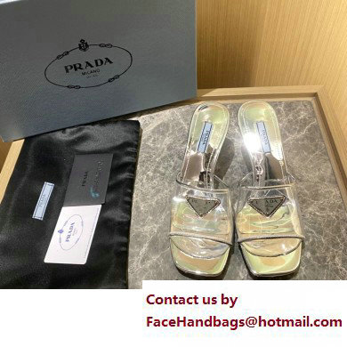 Prada Heel 6.5cm Plexiglas and patent leather sandals silver 2022
