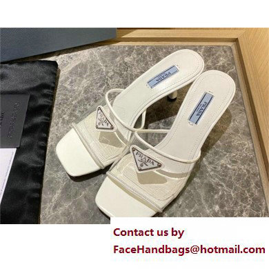 Prada Heel 6.5cm Plexiglas and patent leather sandals white 2022 - Click Image to Close