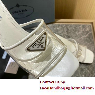 Prada Heel 6.5cm Plexiglas and patent leather sandals white 2022