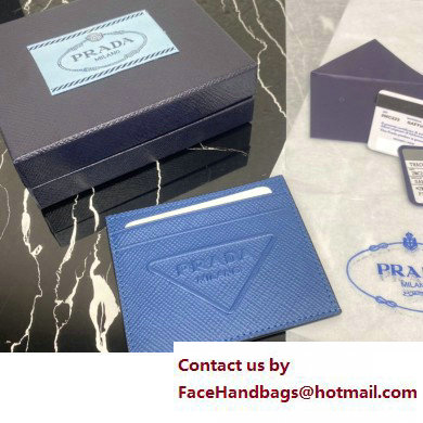 Prada Saffiano leather card holder 2MC223 Embossed triangle logo Blue 2023