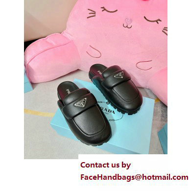 Prada Soft padded nappa leather sabots 1S084N Black 2023 Prada Soft padded nappa leather sabots 1S084N Black 2023