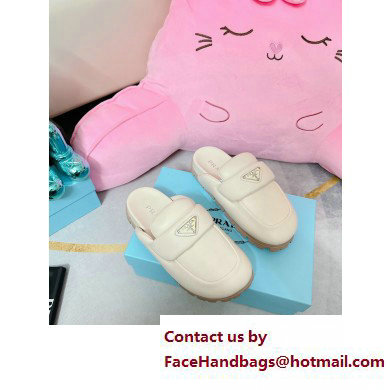 Prada Soft padded nappa leather sabots 1S084N Creamy 2023 Prada Soft padded nappa leather sabots 1S084N Creamy 2023