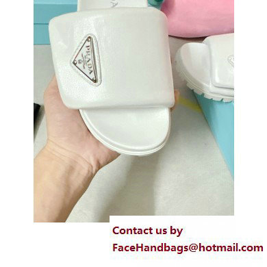Prada Soft padded nappa leather slides 1XX648 White 2023