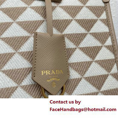 Prada Symbole jacquard fabric Large handbag 1BA356 Apricot 2023