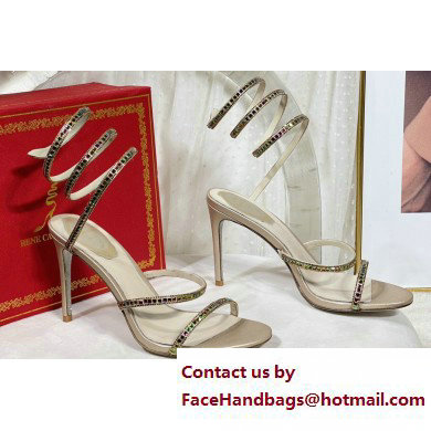 Rene Caovilla Cleo Thin-heeled 9.5cm crystal gold Sandals