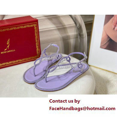 Rene Caovilla Flat flip flops Jewelled Sandals CHANDELIER with Crystals Purple 2023