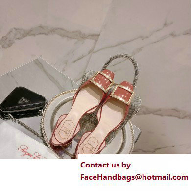 Roger Vivier Trompette Dorsay Metal Buckle Ballerinas in Patent Leather pale red 2023
