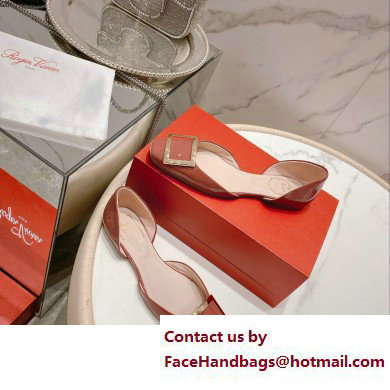 Roger Vivier Trompette Dorsay Metal Buckle Ballerinas in Patent Leather pale red 2023
