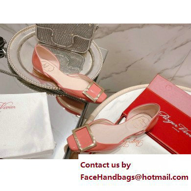 Roger Vivier Trompette Dorsay Metal Buckle Ballerinas in Patent Leather peach pink 2023