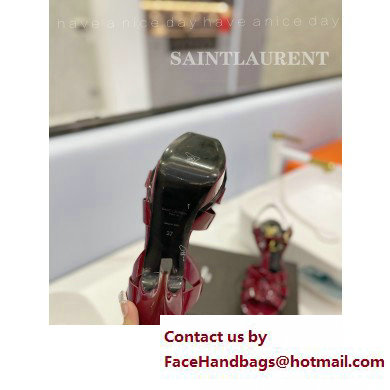 Saint Laurent Heel 10.3cm Platform 2.5cm Tribute Sandals in Patent Leather 315490 Burgundy