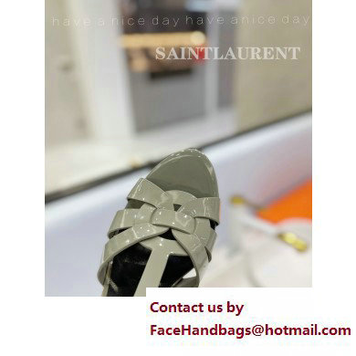 Saint Laurent Heel 10.3cm Platform 2.5cm Tribute Sandals in Patent Leather 315490 Gray