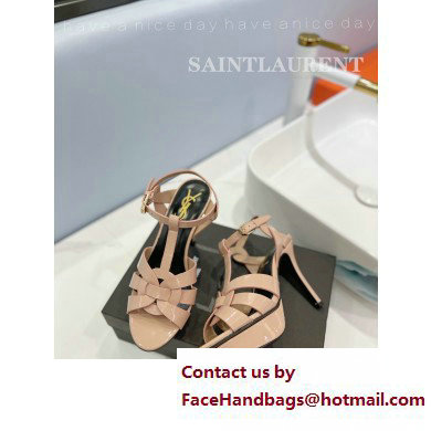 Saint Laurent Heel 10.3cm Platform 2.5cm Tribute Sandals in Patent Leather 315490 Nude
