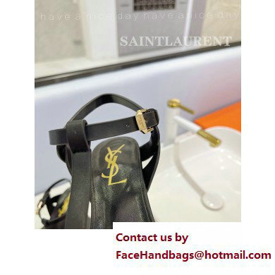 Saint Laurent Heel 10.3cm Platform 2.5cm Tribute Sandals in Smooth Leather 315490 Black
