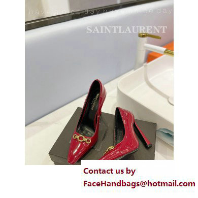 Saint Laurent Heel 10.5cm Severine Pumps Patent Red
