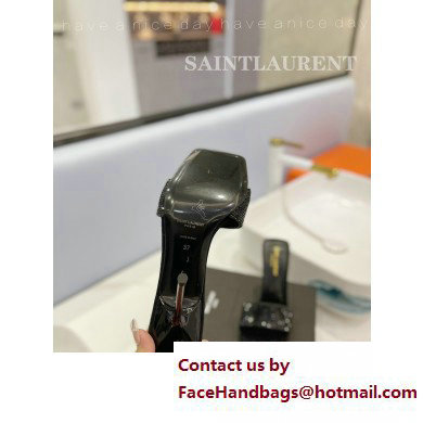Saint Laurent Heel 10cm Crystal Mules Black