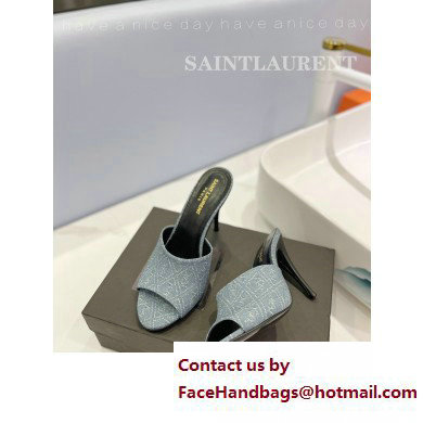Saint Laurent Heel 10cm La 16 Mules Denim Blue