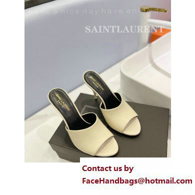 Saint Laurent Heel 10cm La 16 Mules White