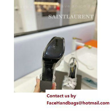 Saint Laurent Heel 10cm Platform 2cm Tribute Sandals in Smooth Leather Silver