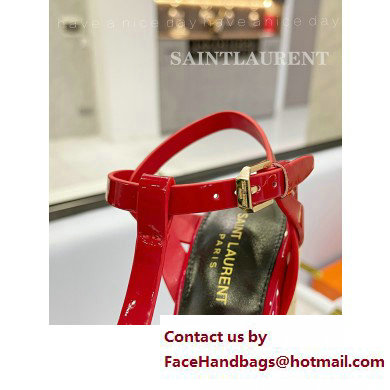 Saint Laurent Heel 12.5cm Platform 3.5cm Tribute Wedge Espadrilles in Patent Leather 611924 Red