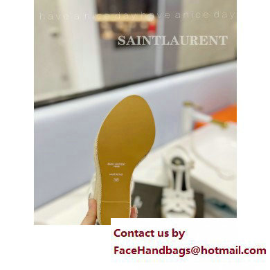 Saint Laurent Heel 12.5cm Platform 3.5cm Tribute Wedge Espadrilles in Smooth Leather 611924 White