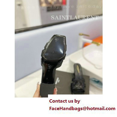 Saint Laurent Heel 6.5cm Tribute Mules Slide Sandals in Smooth Leather Black