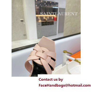 Saint Laurent Heel 6.5cm Tribute Mules Slide Sandals in Smooth Leather Pink