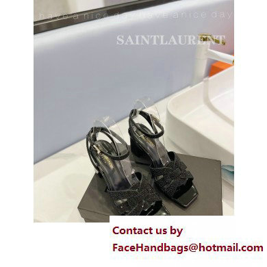 Saint Laurent Heel 6.5cm Tribute Sandals in Crystal Black