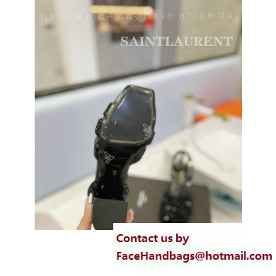 Saint Laurent Heel 6.5cm Tribute Sandals in Crystal Black