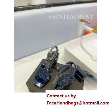 Saint Laurent Heel 6.5cm Tribute Sandals in Crystal Blue