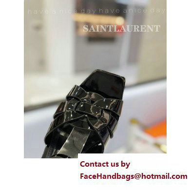 Saint Laurent Heel 6.5cm Tribute Sandals in Patent Leather Black - Click Image to Close