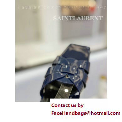 Saint Laurent Heel 6.5cm Tribute Sandals in Patent Leather Blue