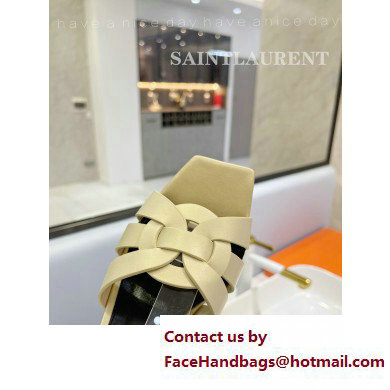 Saint Laurent Heel 6.5cm Tribute Sandals in Smooth Leather Beige