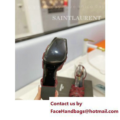 Saint Laurent Heel 6.5cm Tribute Sandals in Smooth Leather Burgundy