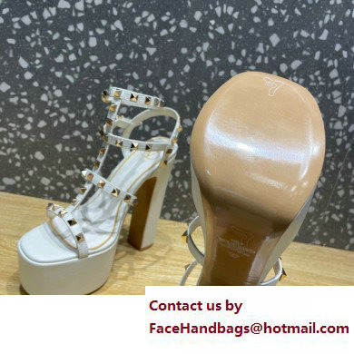 Valentino Heel 15cm Platform 6cm ROCKSTUD Sandals Leather White 2023