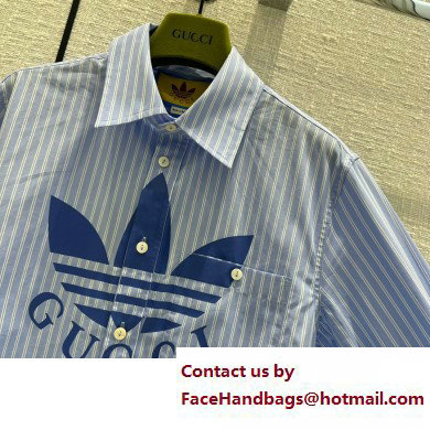 adidas x Gucci striped cotton shirt 719889 BLUE 2023