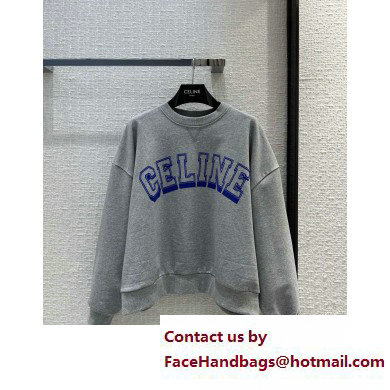 celine Oversized sweatshirt in cotton fleece GREY MELANGE/ELECTRIC BLUE 2023