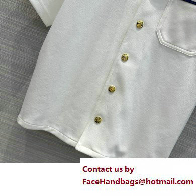 celine Triomphe polo shirt in cotton pique Off White / Navy 2023