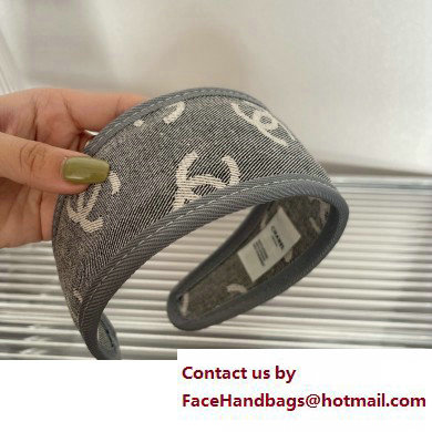 chanel cc logo printed gray headband 2023