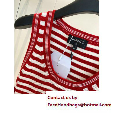 chanel red stripped NO.5 VEST 2023 SPRING
