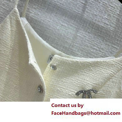 chanel white tweed tank top 2023