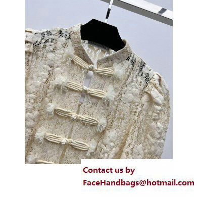 dior Ecru Cotton-Blend Lace Brandenburg Fitted Jacket 2023