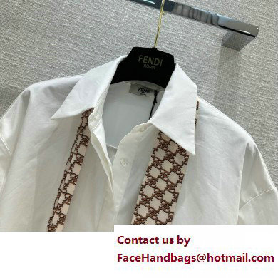 fendi white cotton shirt with a tie 2023