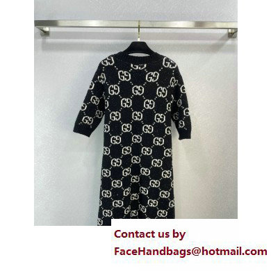 gucci GG jacquard short sleeve dress black 731720 2023