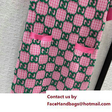 gucci Wool houndstooth GG dress pink 2023